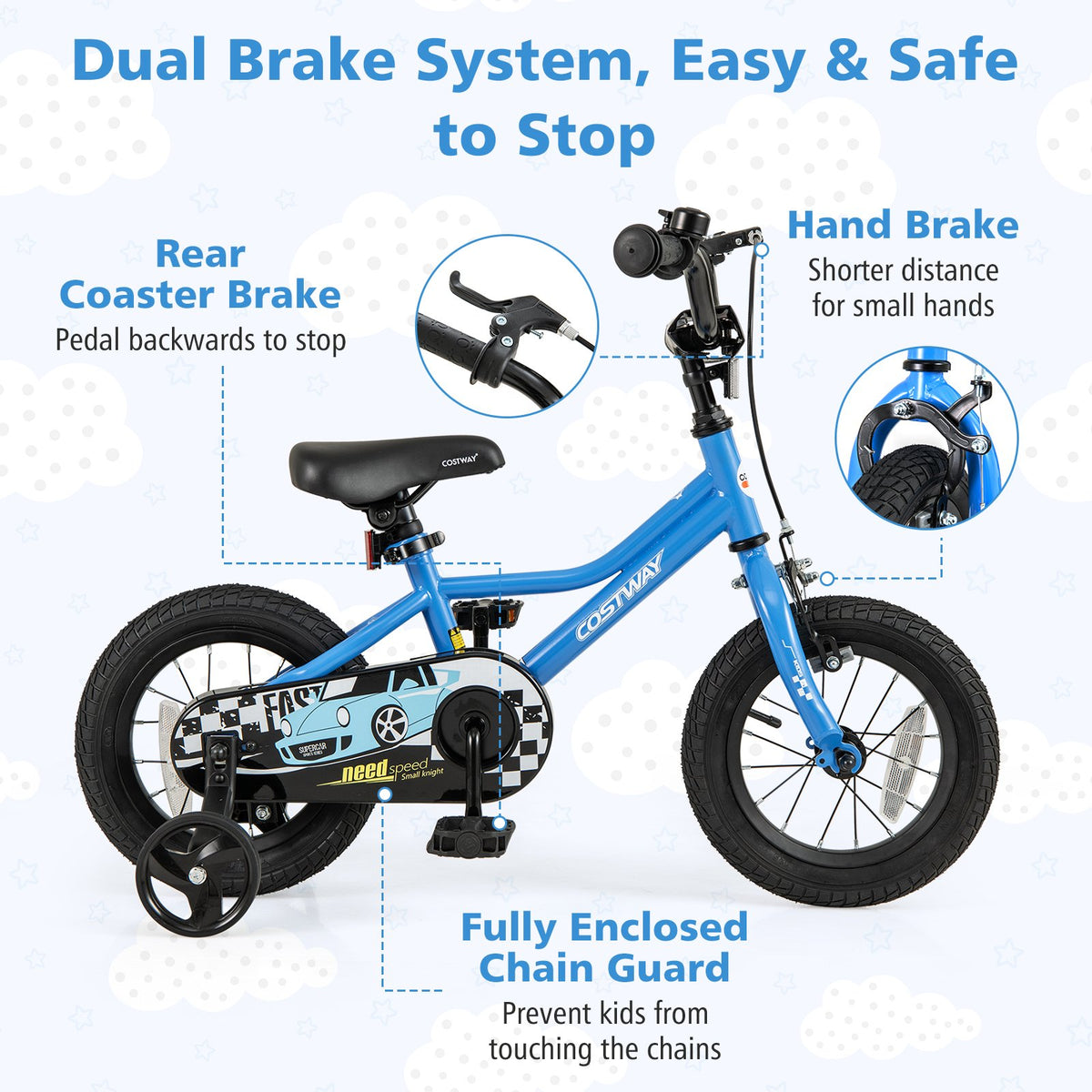 12 Inch Kids Bike with Removable Training Wheels for Aged 3-4 Years Old view 6