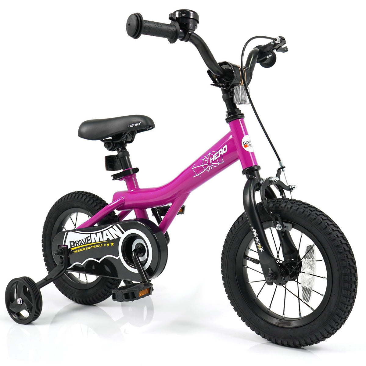 12-Inch Kids Bike with Removable Training Wheels Pink-Brave Hero