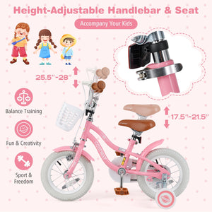 12 Inch Kids Bike with Training Wheels and Basket for Boys Girls 3-4 Years Old view 5