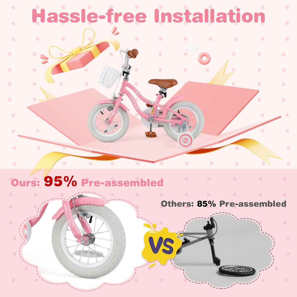 12 Inch Kids Bike with Training Wheels and Basket for Boys Girls 3-4 Years Old view 7