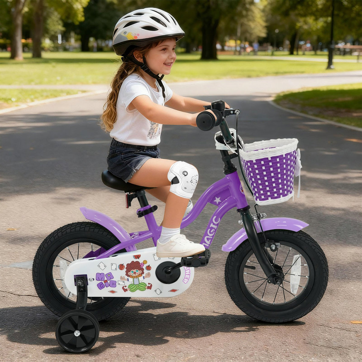 12 Inch Kids Bike with Training Wheels for Aged 3-4 Years Old - Magic Purple view 3
