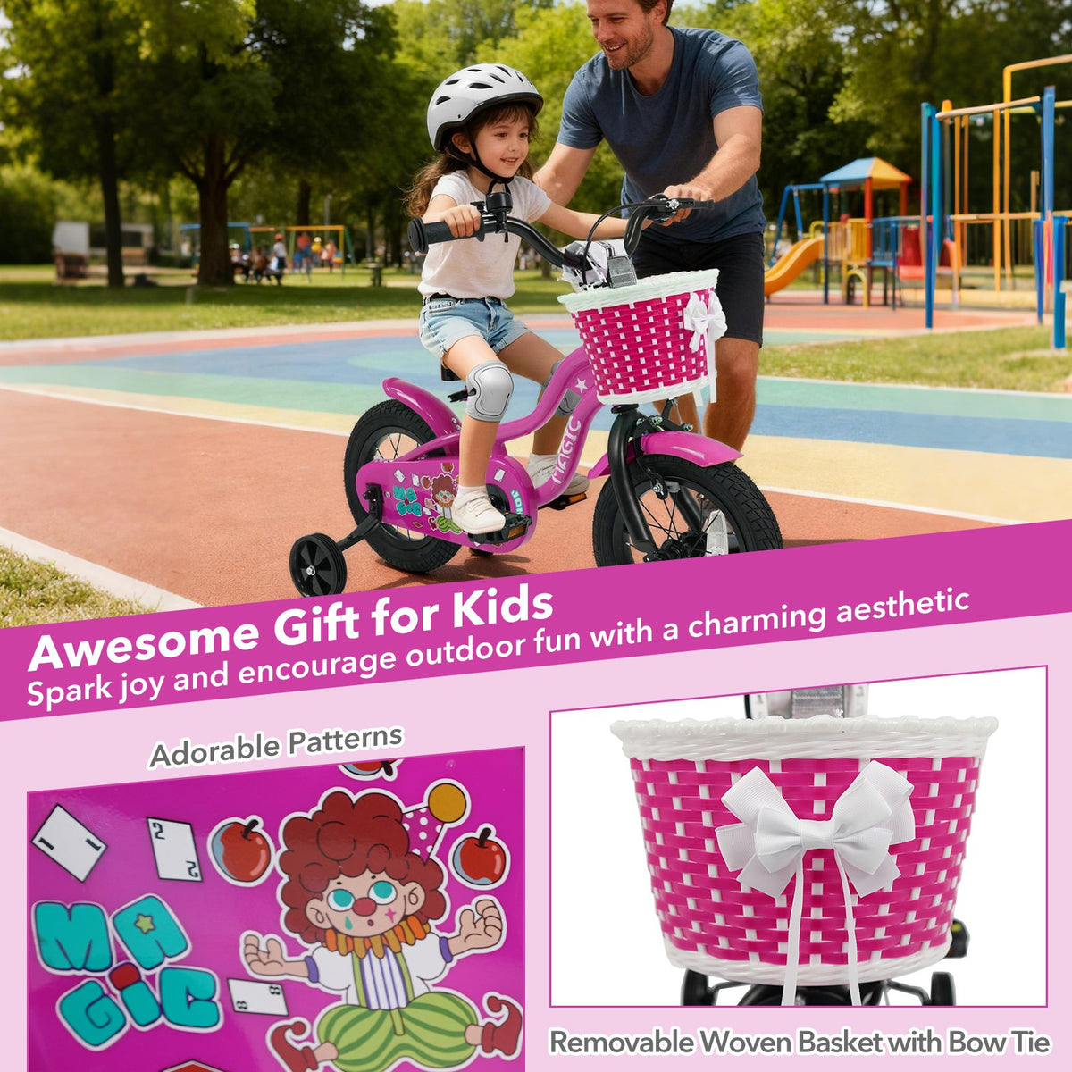 12 Inch Kids Bike with Training Wheels for Aged 3-4 Years Old - Magic Rose view 5