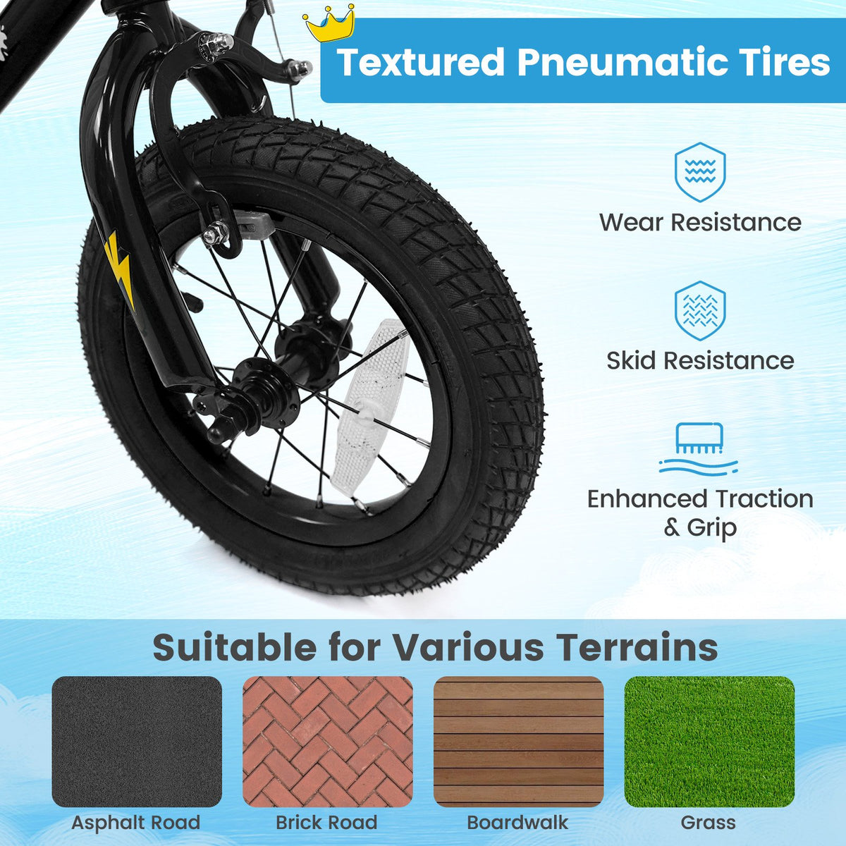 12 Inch Kids Bike with Training Wheels for Ages 3-4 Years Old Black- Street Art Time view 7