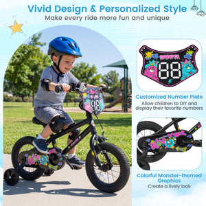 12 Inch Kids Bike with Training Wheels for Ages 3-4 Years Old Black- Street Art Time view 8