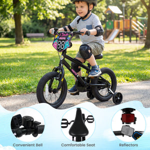 12 Inch Kids Bike with Training Wheels for Ages 3-4 Years Old Black- Street Art Time view 9