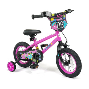 12 Inch Kids Bike with Training Wheels for Ages 3-4 Years Old Pink- Street Art Time