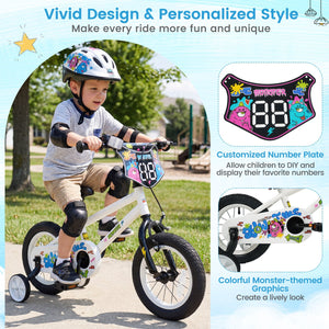 12 Inch Kids Bike with Training Wheels for Ages 3-4 Years Old White- Street Art Time view 8