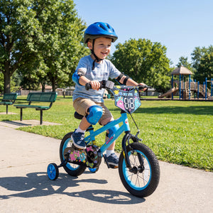 12 Inch Kids Bike with Training Wheels for Ages 3-8 Years Old Blue- Street Art Time view 2