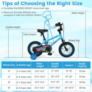 12 Inch Kids Bike with Training Wheels for Ages 3-8 Years Old Blue- Street Art Time view 5