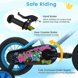 12 Inch Kids Bike with Training Wheels for Ages 3-8 Years Old Blue- Street Art Time view 6