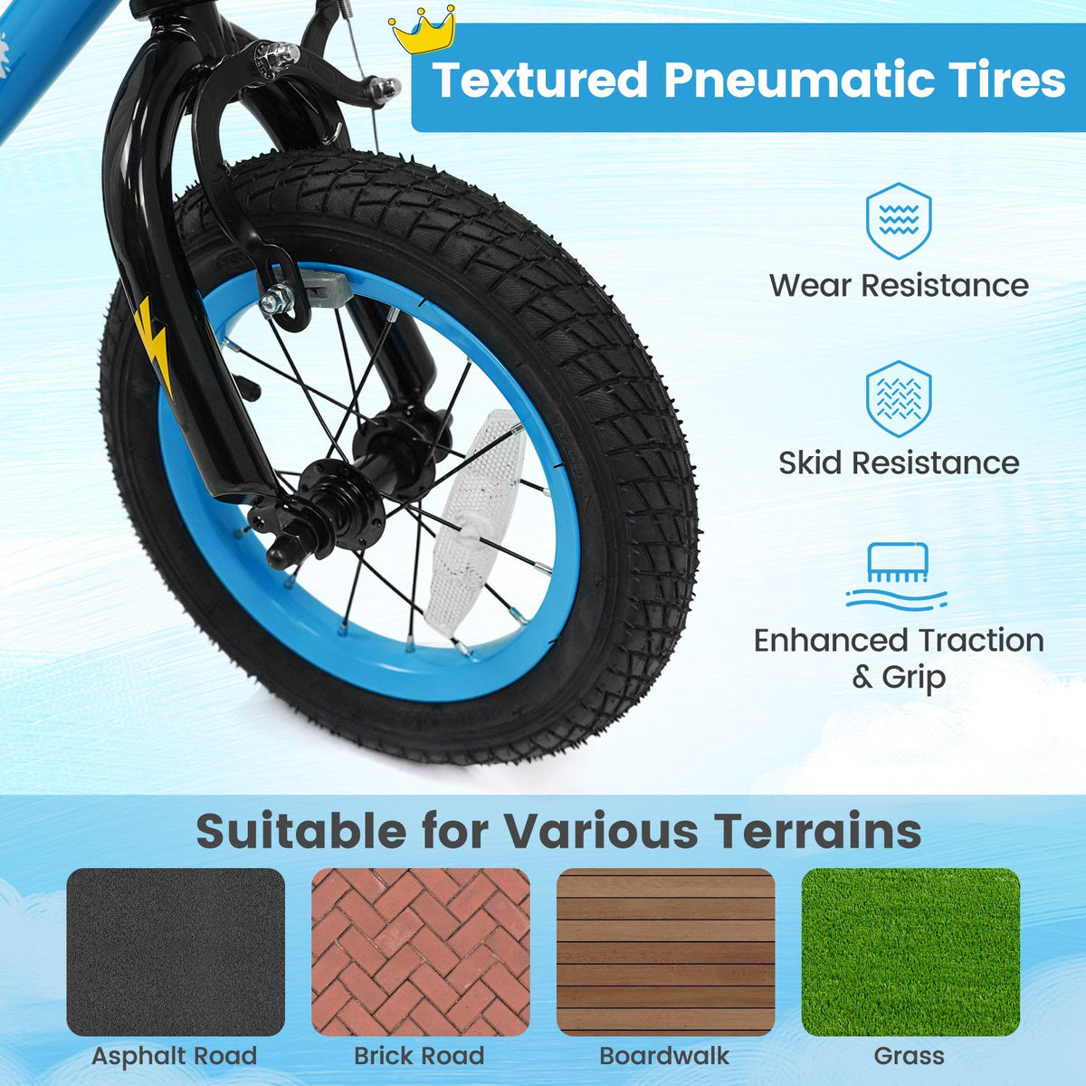 12 Inch Kids Bike with Training Wheels for Ages 3-8 Years Old Blue- Street Art Time view 8