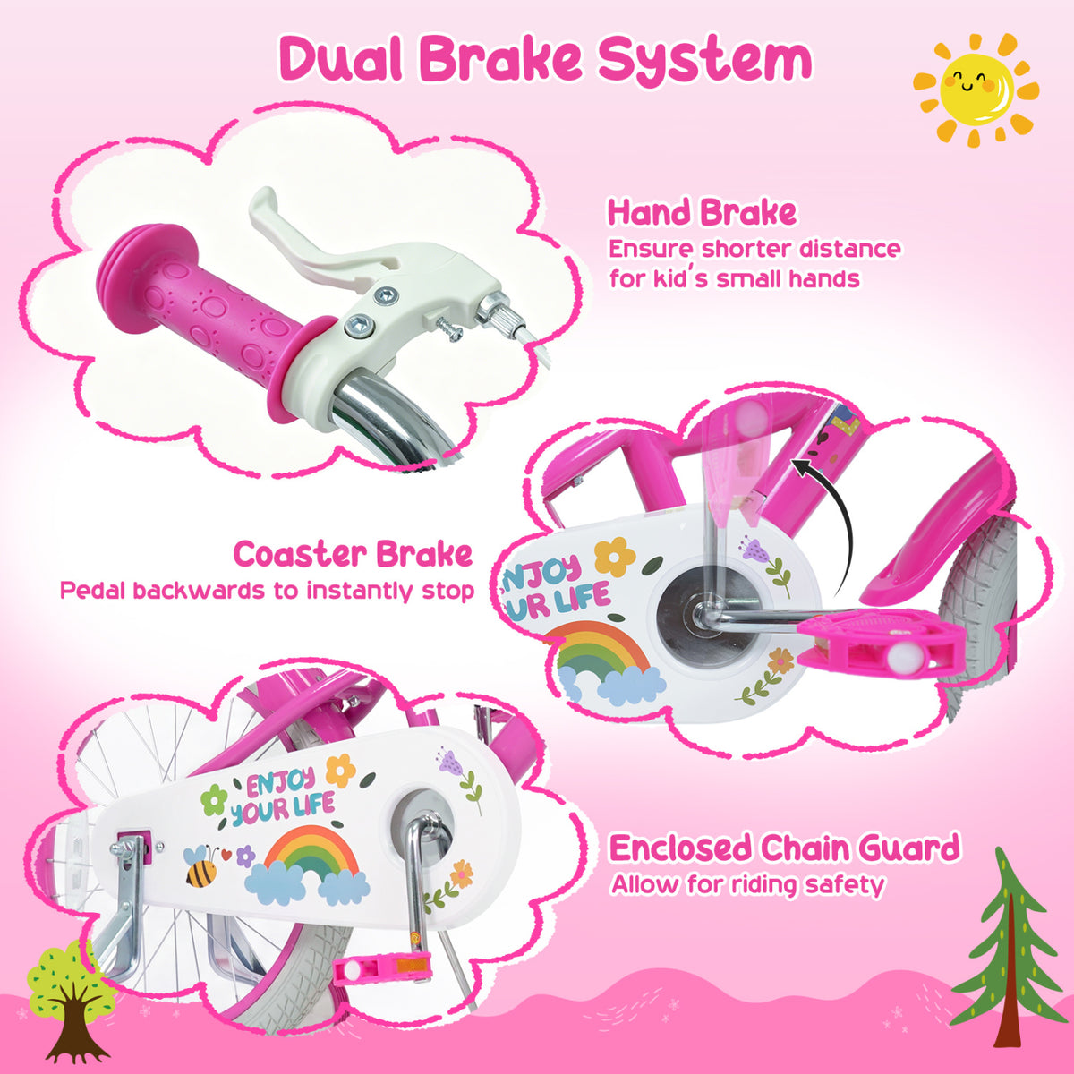 12 Inches Girls Bike for 3-4 Years Old with Basket - Spring Party, Pink view 7