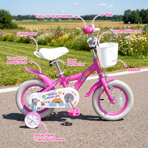 12 Inches Girls Bike for 3-4 Years Old with Basket - Spring Party, Pink view 8