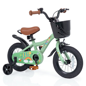 12 Inches Girls Bike for 3-8 Years Old with Basket - Spring Party, Green