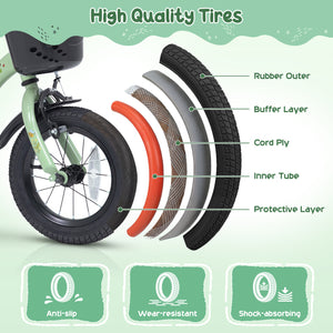 12 Inches Girls Bike for 3-8 Years Old with Basket - Spring Party, Green view 8