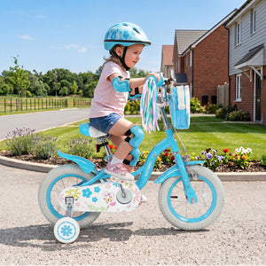 12 Inches Girls Bike with Front Bag and Streamers for 3-4 Years Blue view 3