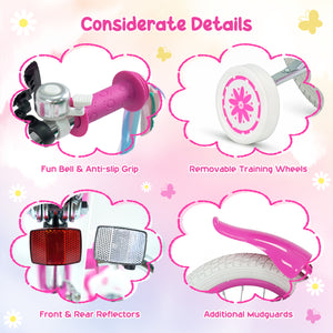 12 Inches Girls Bike with Front Bag and Streamers for 3-4 Years Pink view 9