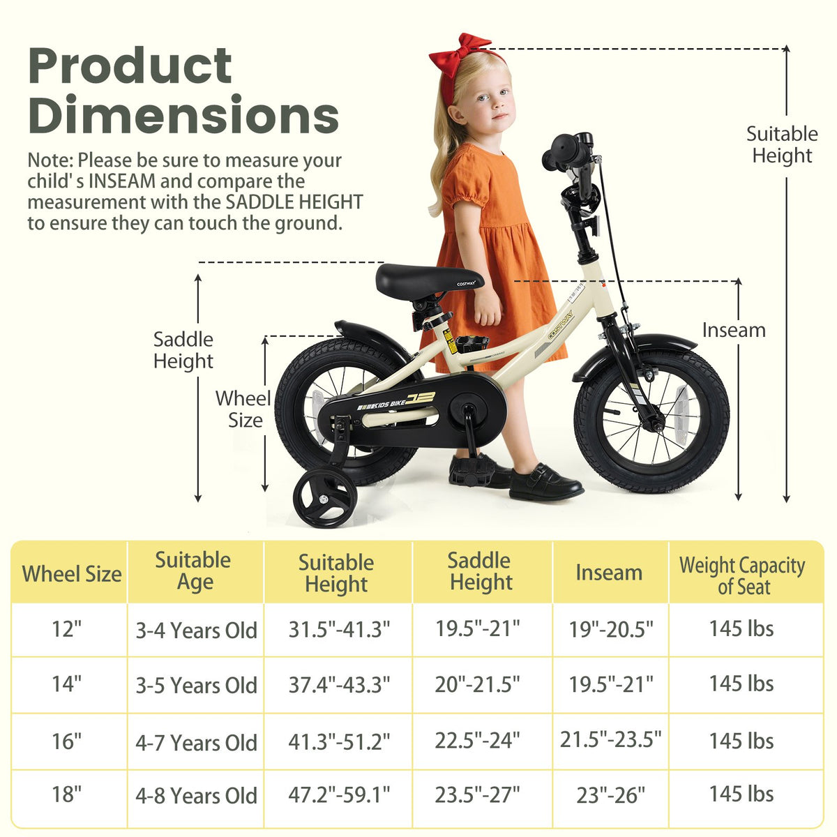 12 Inches Kids Bike Sport Bicycle with Removable Training Wheels view 4