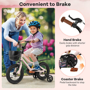 12 Inches Kids Bike with Basket and Adjustable Handlebar for 3-4 Years Old view 6