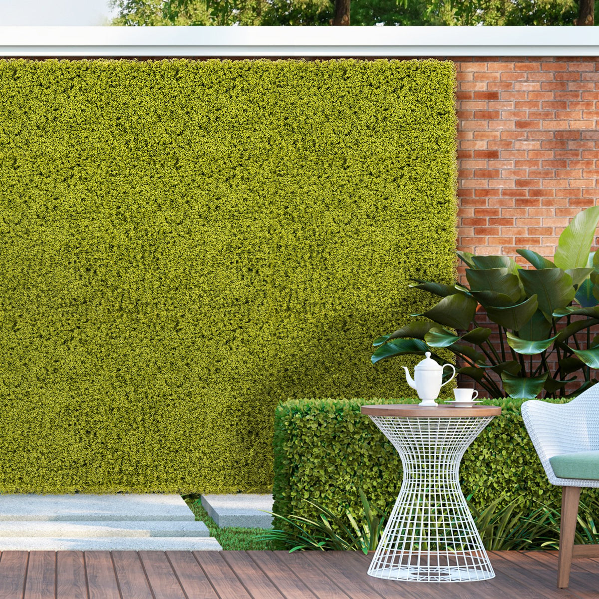12 Pieces 20 x 20 inches Artificial Grass Wall Panels for Garden Yard Balcony-Light Green view 2