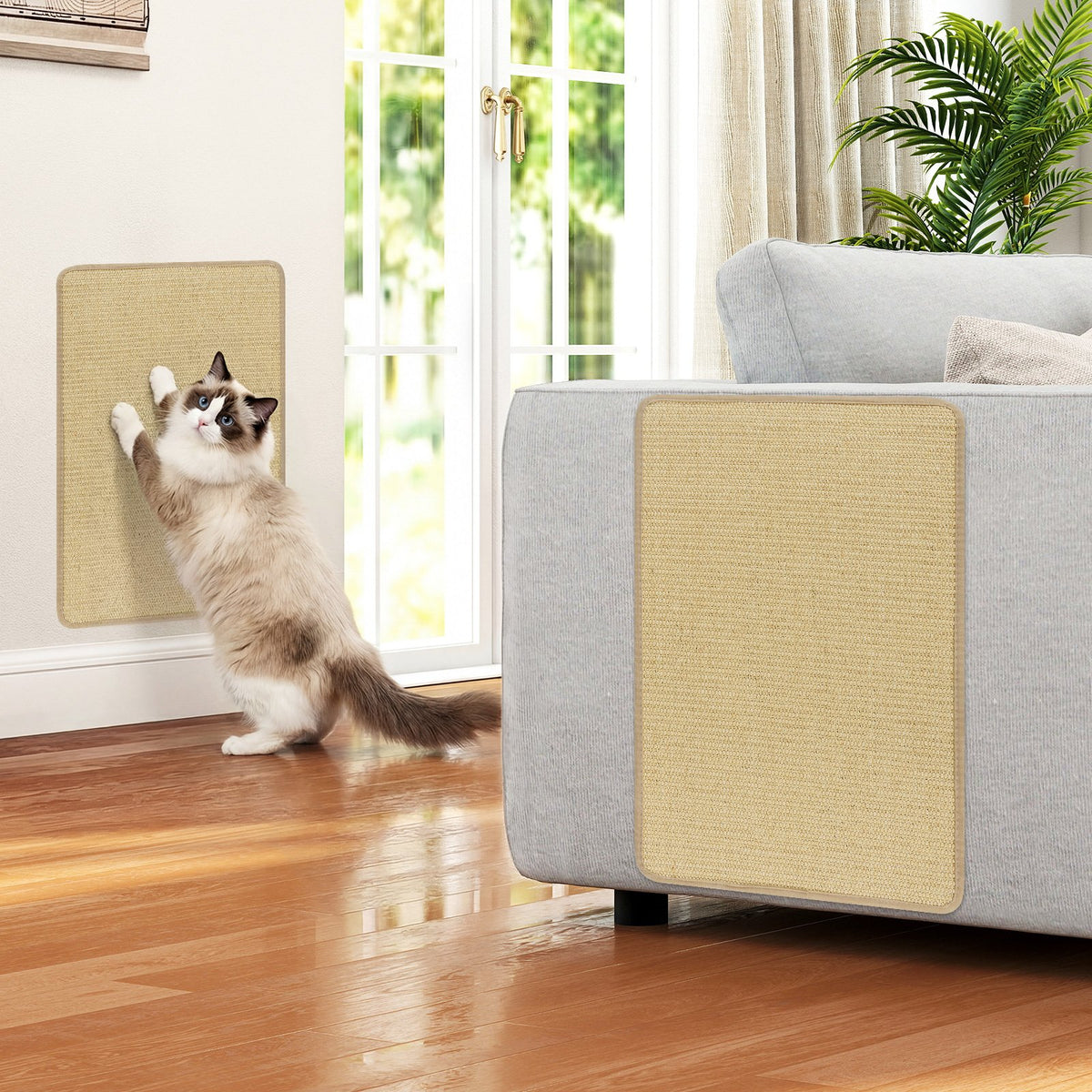 12 Pieces Cat Scratcher Mat Set 24, x 16 Inch Natural Sisal Pads view 3