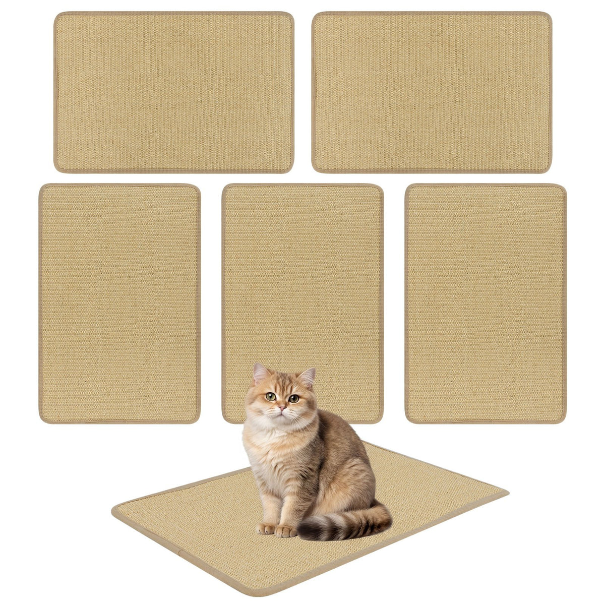 12 Pieces Cat Scratcher Mat Set 24, x 16 Inch Natural Sisal Pads view 4