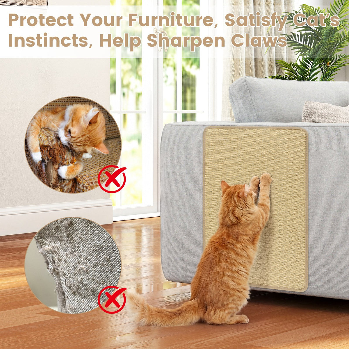 12 Pieces Cat Scratcher Mat Set 24, x 16 Inch Natural Sisal Pads view 8