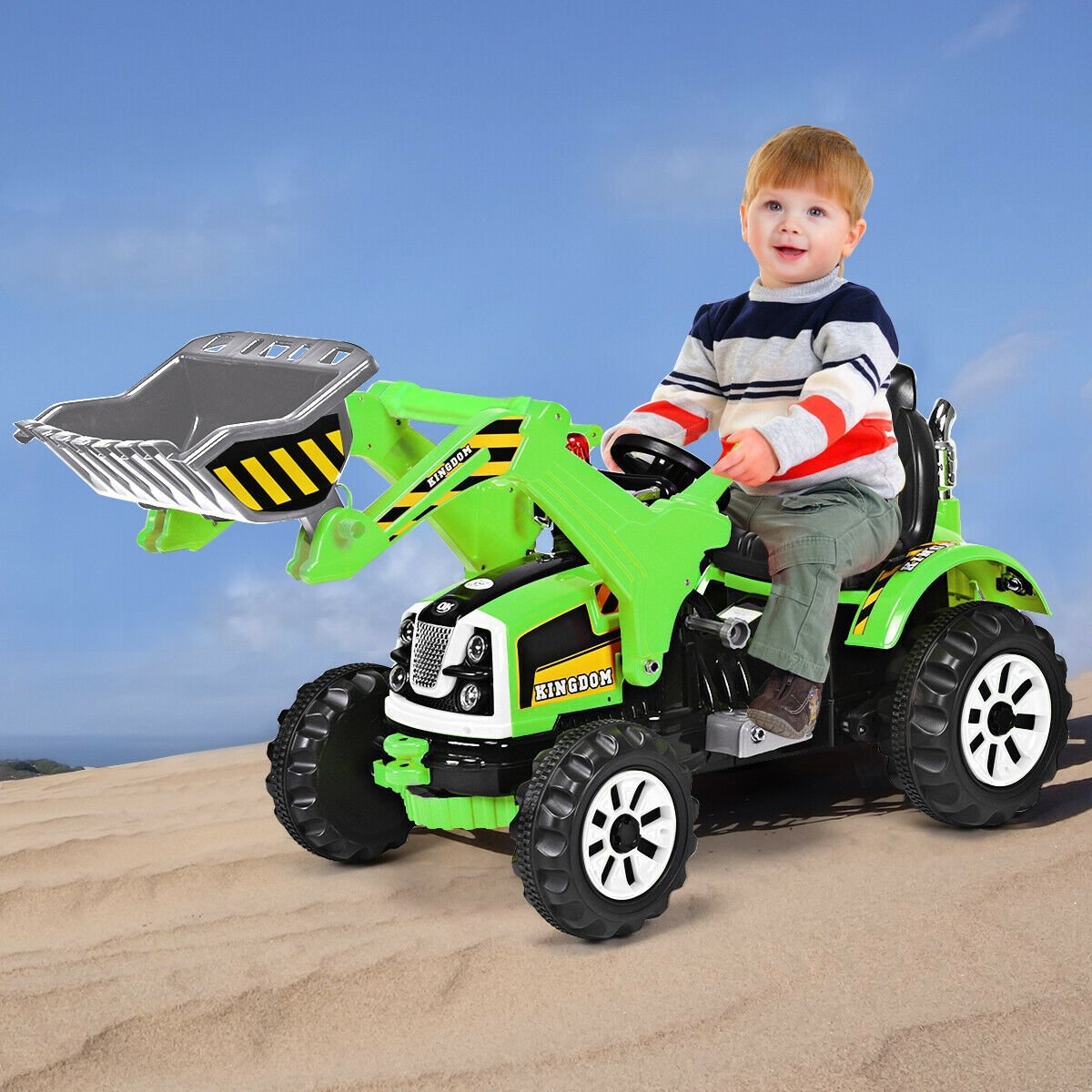 12 V Battery Powered Kids Ride on Dumper Truck-Green view 2