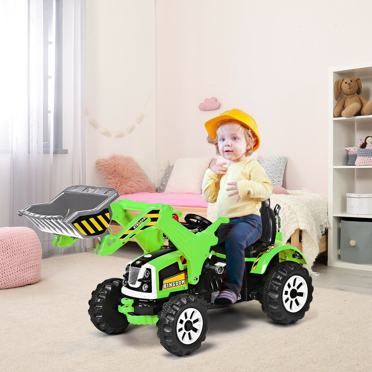12 V Battery Powered Kids Ride on Dumper Truck-Green view 3