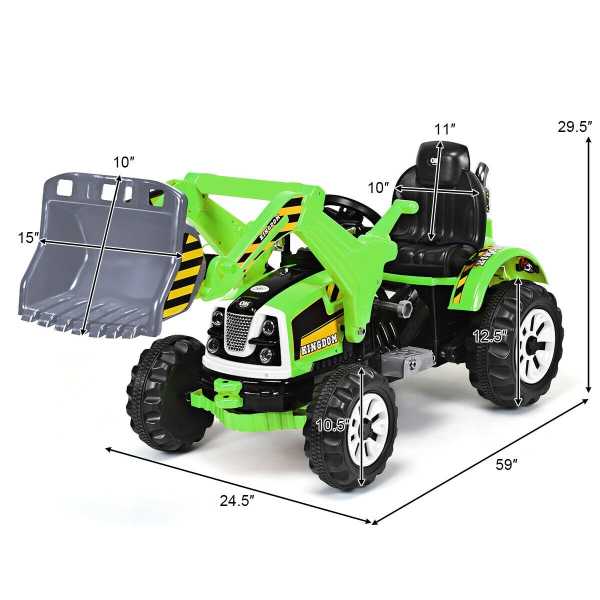 12 V Battery Powered Kids Ride on Dumper Truck-Green view 4