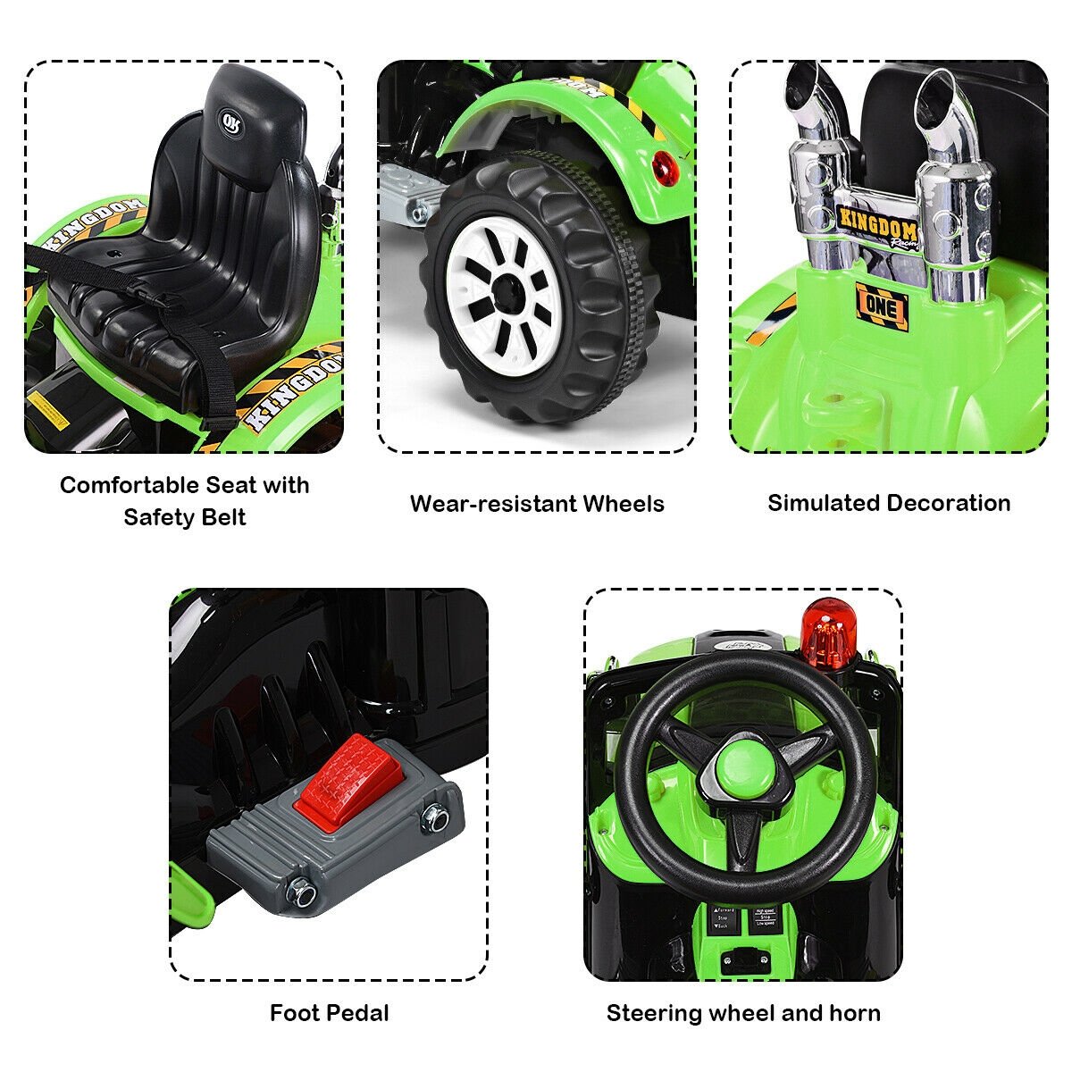 12 V Battery Powered Kids Ride on Dumper Truck-Green view 5