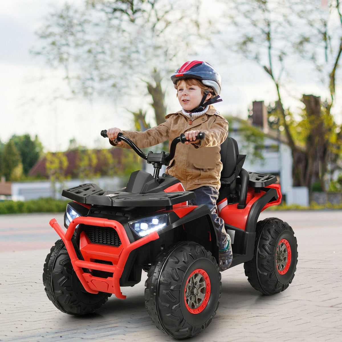 12 V Kids Electric 4-Wheeler ATV Quad with MP3 and LED Lights-Red view 2
