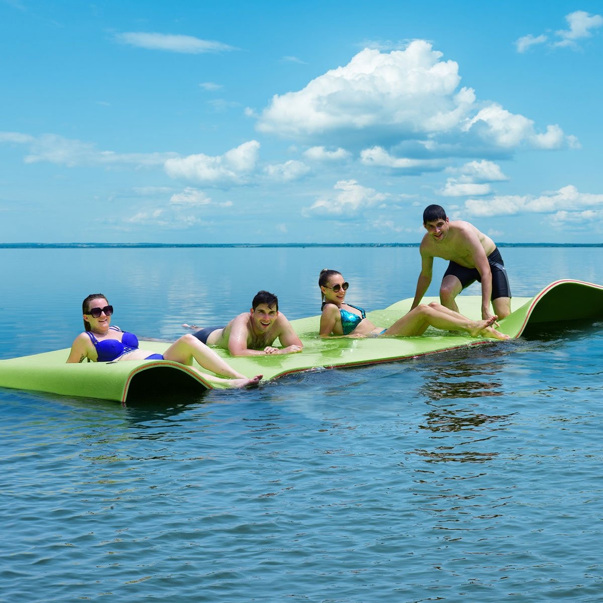 12’ x 6’ 3 Layer Floating Water Pad-Green view 2