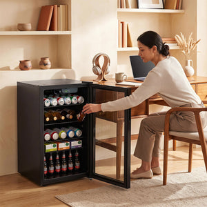 Compact Beverage Refrigerator with Glass Door and 4 Adjustable Shelves view 3