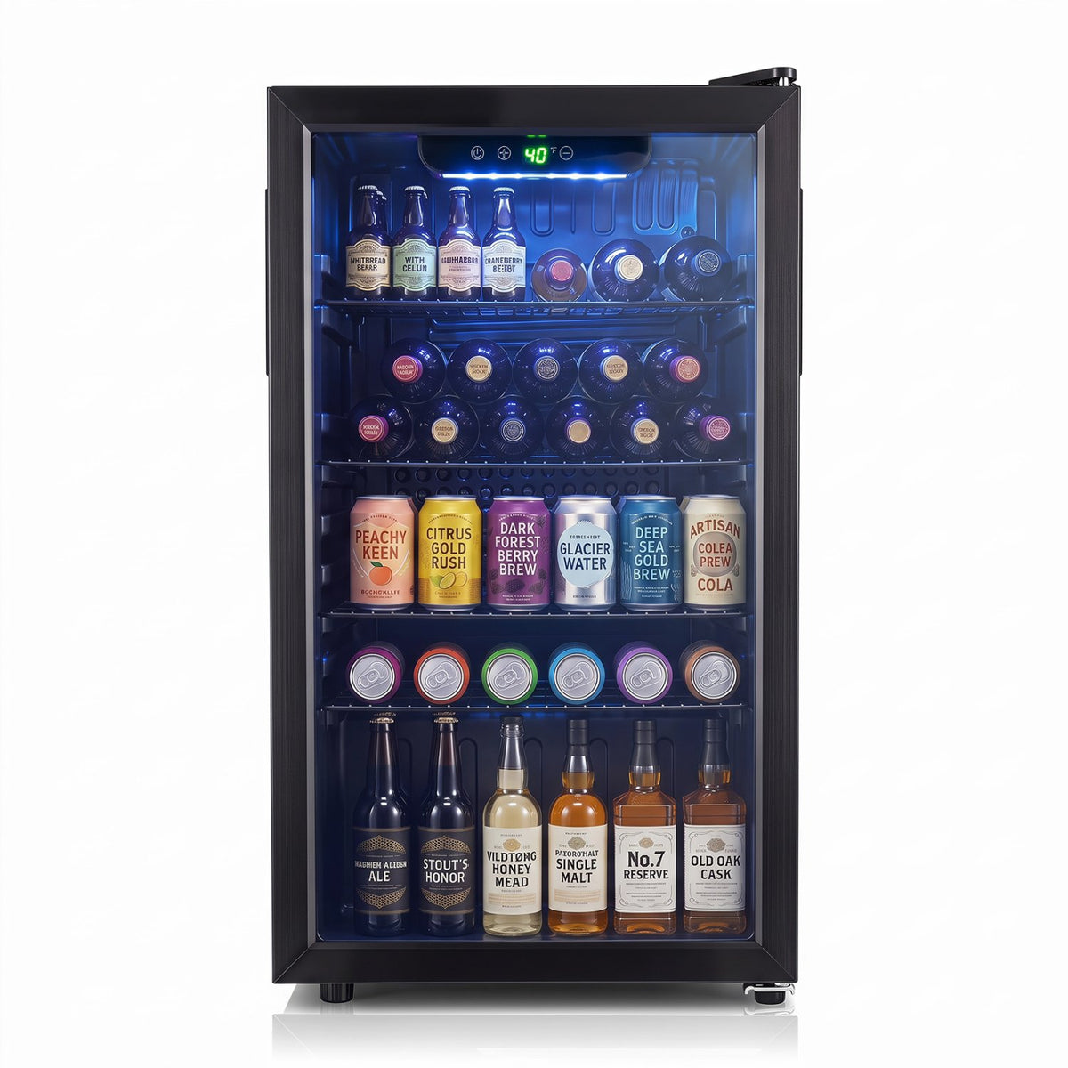 Compact Beverage Refrigerator with Glass Door and 4 Adjustable Shelves view 4