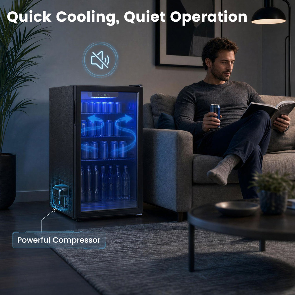 Compact Beverage Refrigerator with Glass Door and 4 Adjustable Shelves view 6