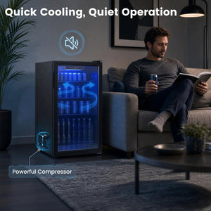 Compact Beverage Refrigerator with Glass Door and 4 Adjustable Shelves view 6