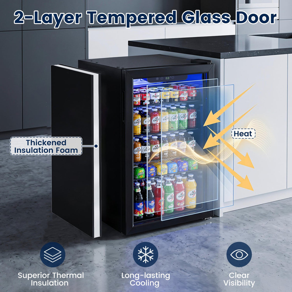 Compact Beverage Refrigerator with Glass Door and 4 Adjustable Shelves view 7