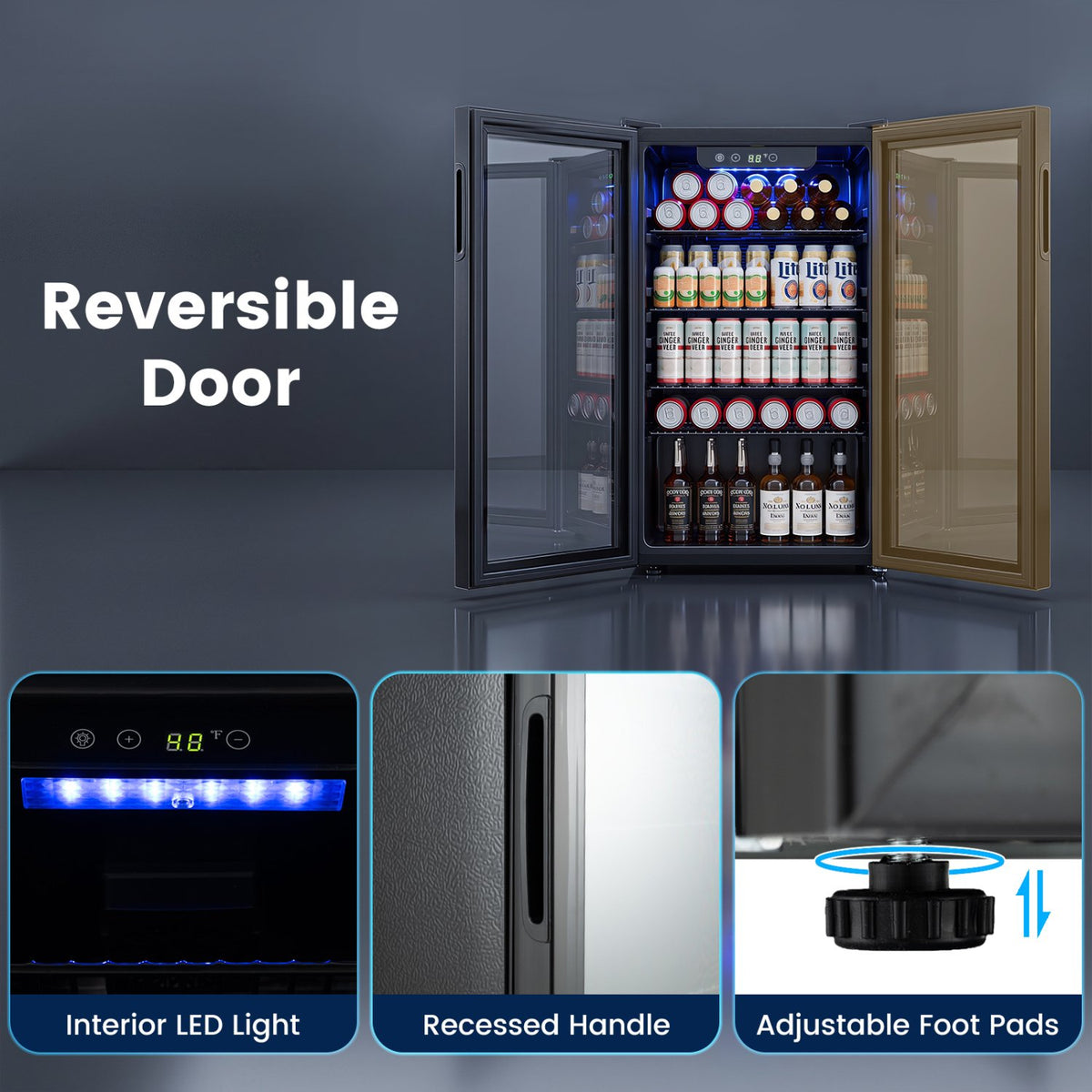 Compact Beverage Refrigerator with Glass Door and 4 Adjustable Shelves view 8