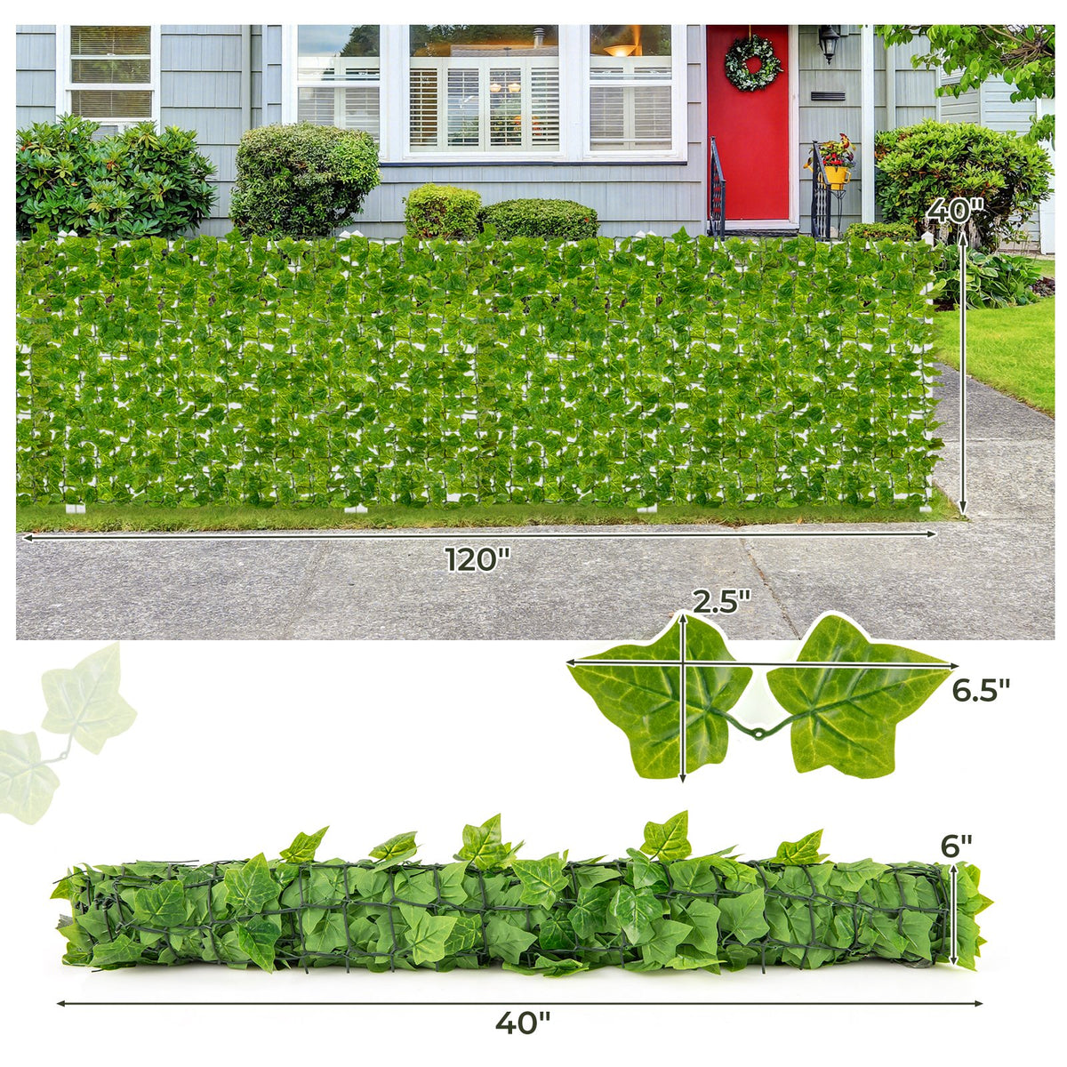 120 x 40 Inch Artificial Ivy Privacy Fence Faux Ivy Vines Covering view 5