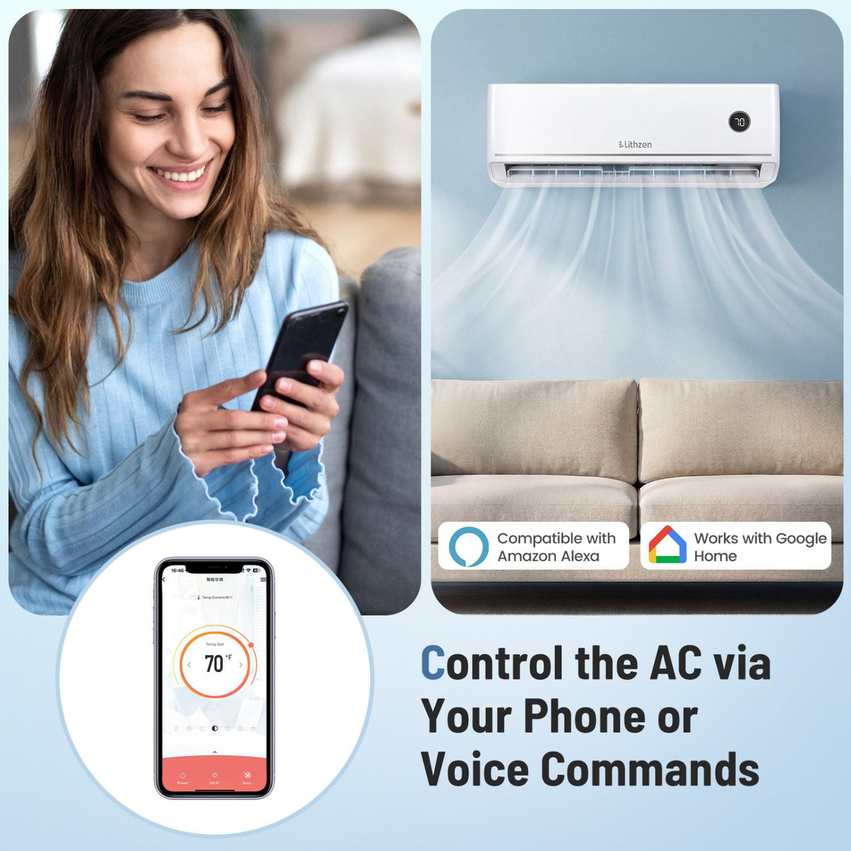 12000 BTU 18.1 SEER2 115V Mini Split Air Conditioner Works with Alexa view 5