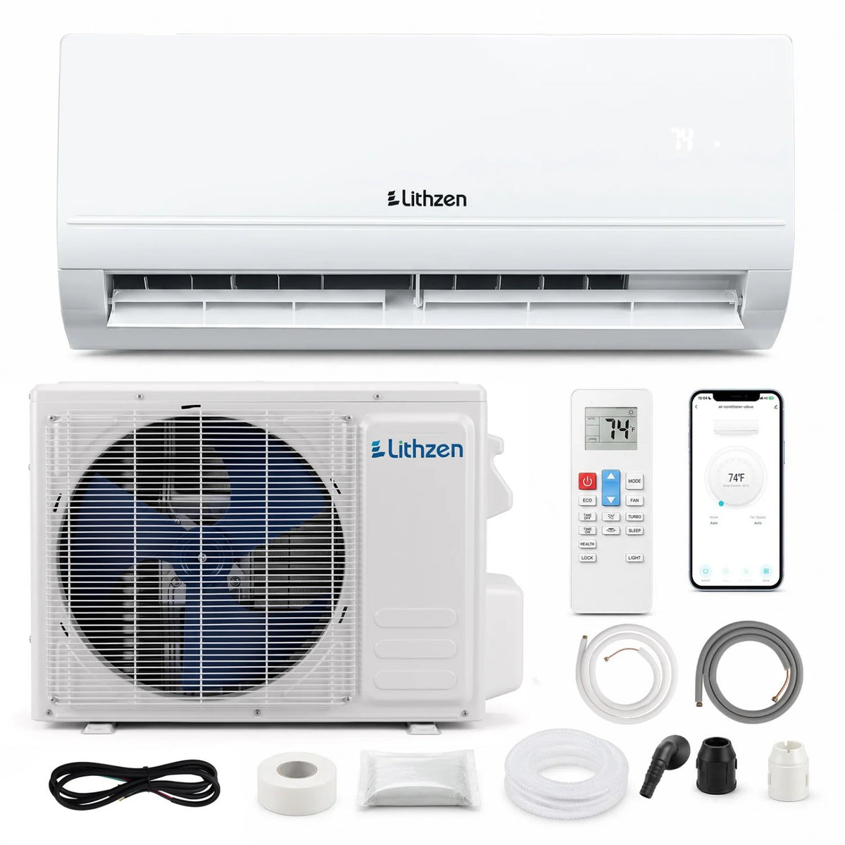 Lithzen 12000 BTU 115V 17 SEER2 Mini Split Air Conditioner and Heater WiFi Enabled