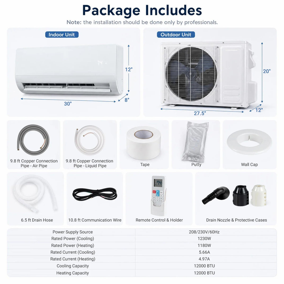 Lithzen 12000 BTU 115V 17 SEER2 Mini Split Air Conditioner and Heater WiFi Enabled view 4