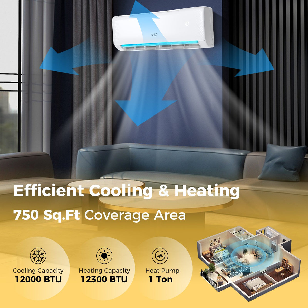 Airtural Series 12000 BTU 21 SEER2 208-230V Ductless Mini Split Air Conditioner with Heater Pump Energy Star Certified view 6