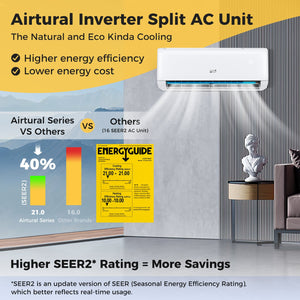 Airtural Series 12000 BTU 21 SEER2 208-230V Ductless Mini Split Air Conditioner with Heater Pump Energy Star Certified view 9