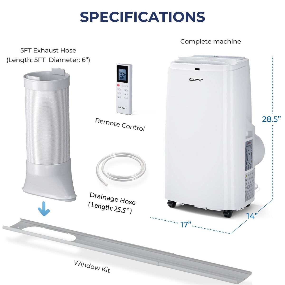 12000BTU 3-in-1 Portable Air Conditioner with Remote-White view 4