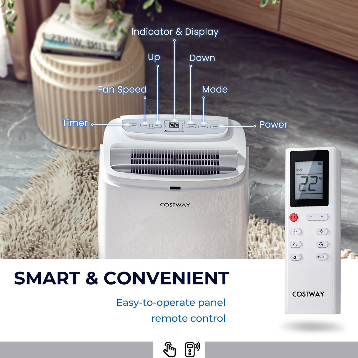 12000BTU 3-in-1 Portable Air Conditioner with Remote-White view 8