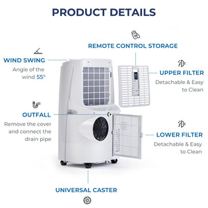 12000BTU 3-in-1 Portable Air Conditioner with Remote-White view 9