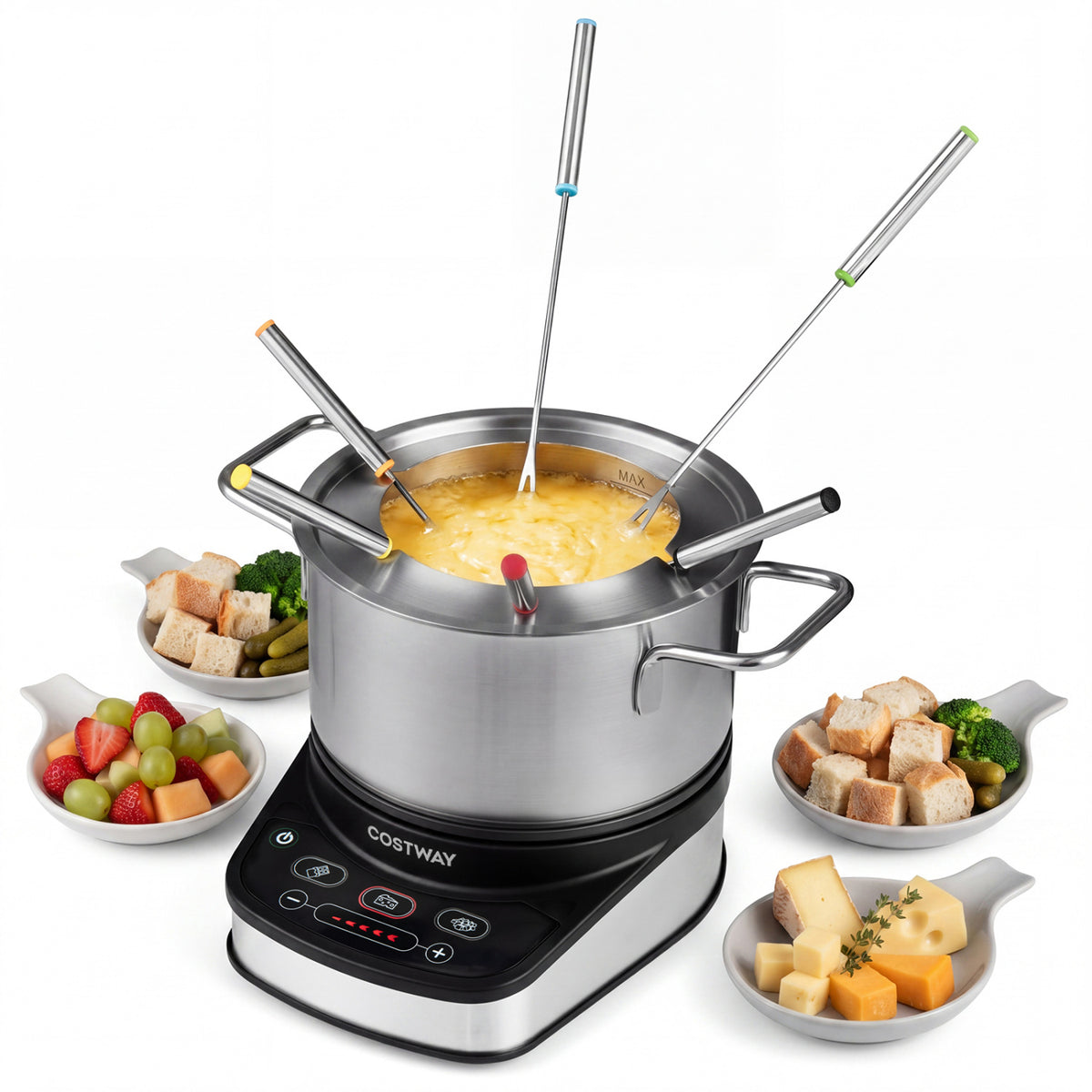 1200W Electric Fondue Pot Set with 3 L Removable Pot 6 Color-Coded Fork view 4