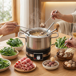 1200W Electric Fondue Pot Set with Removable Stainless Steel Pot and 6 Forks view 3
